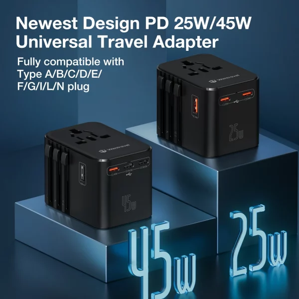 Adaptateur de voyage international – 4 prises, 3 ports USB & charge rapide pour tous vos appareils – Image 5