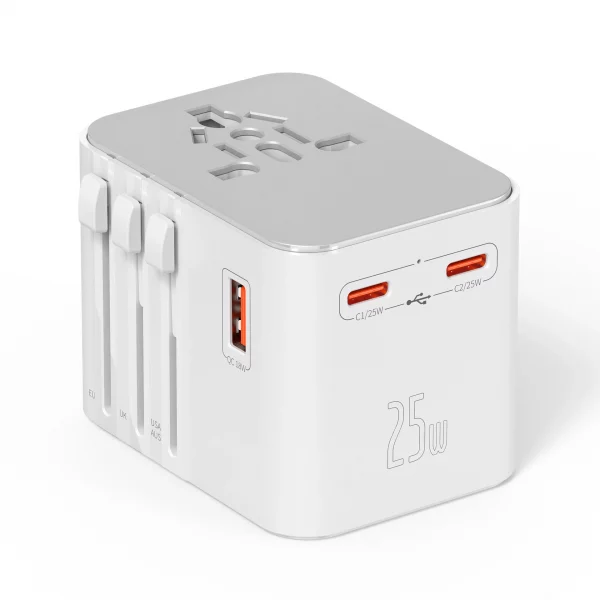 Adaptateur de voyage international – 4 prises, 3 ports USB & charge rapide pour tous vos appareils – Image 2