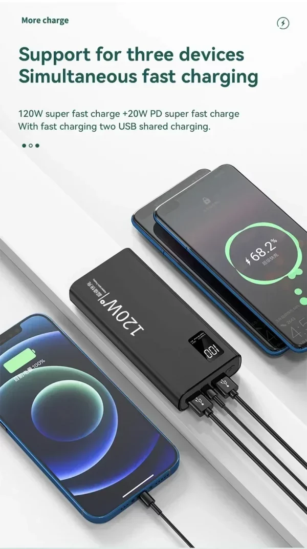 Batterie externe 120W – 50 000 mAh de puissance et charge ultra-rapide pour vos appareils – Image 10